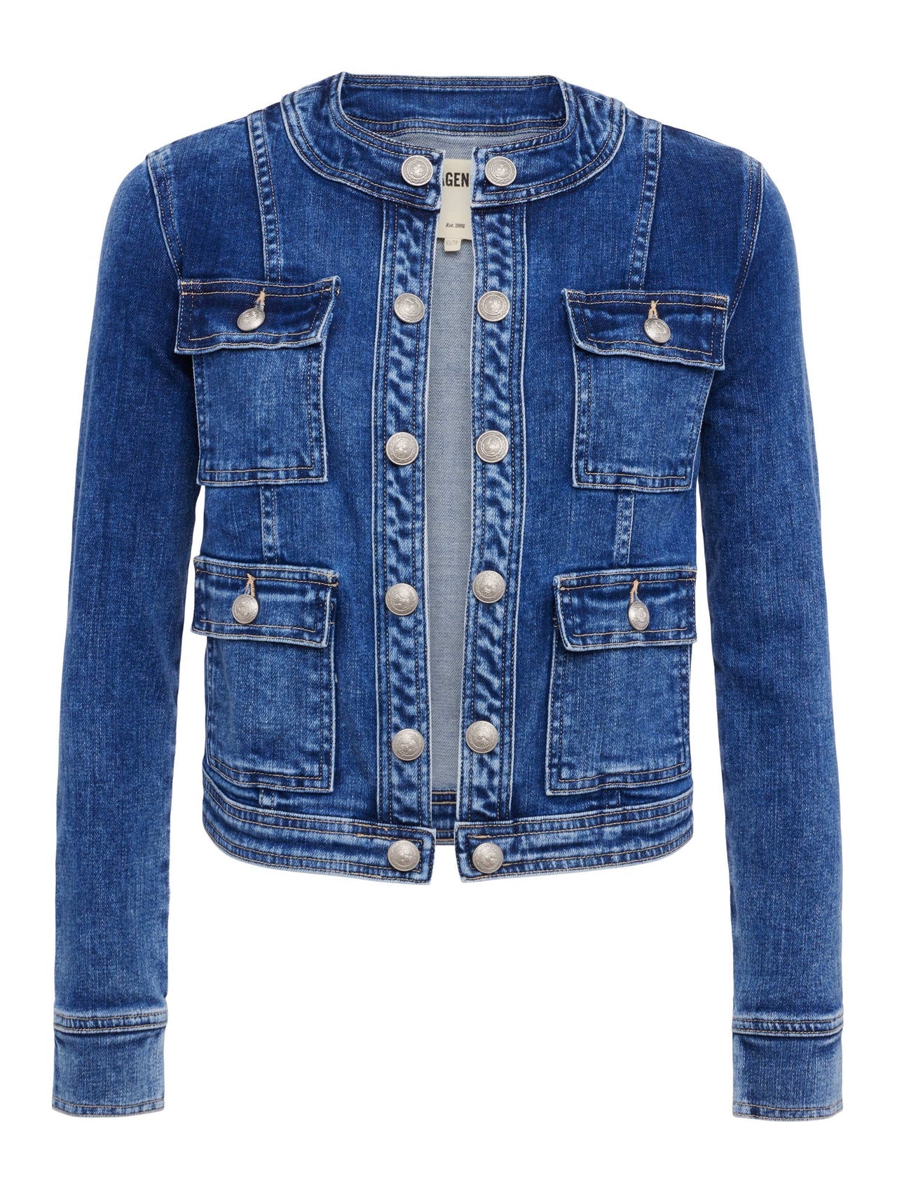 Yari Collarless Jean Jacket in Rhodes | L'AGENCE sale