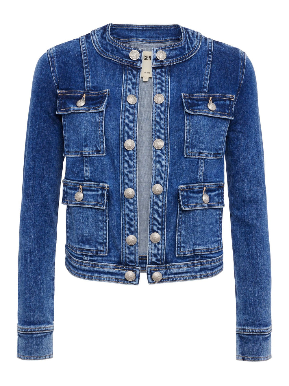 Yari Collarless Jean Jacket in Rhodes | L'AGENCE sale