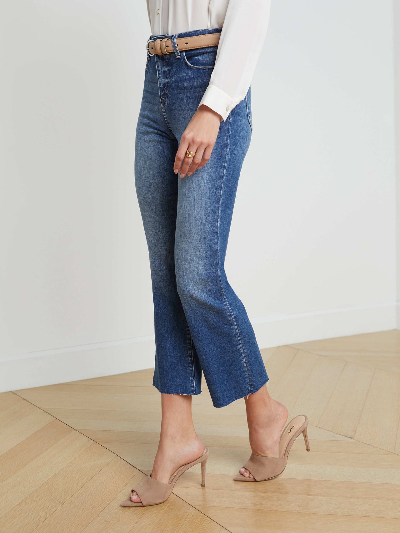 Kendra High-Rise Cropped Flare Jean in Cambridge | L'AGENCE discount