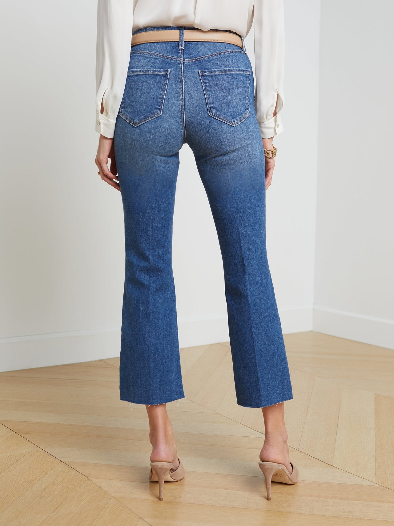 Kendra High-Rise Cropped Flare Jean in Cambridge | L'AGENCE discount