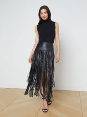 Karolina Fringe Skirt in Black | L'AGENCE sale