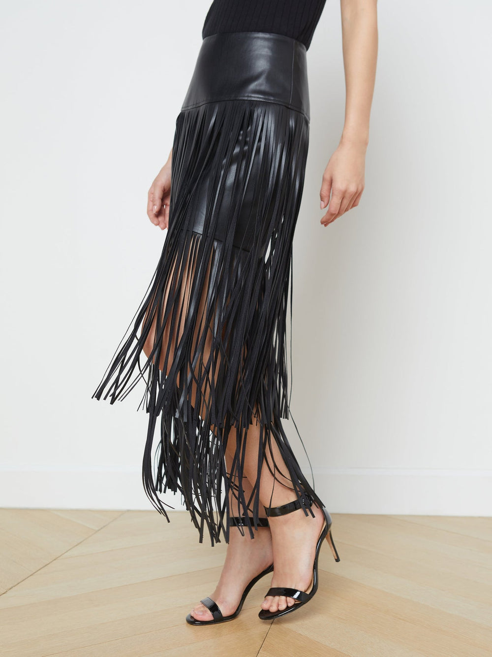 Karolina Fringe Skirt in Black | L'AGENCE sale