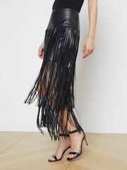 Karolina Fringe Skirt in Black | L'AGENCE sale