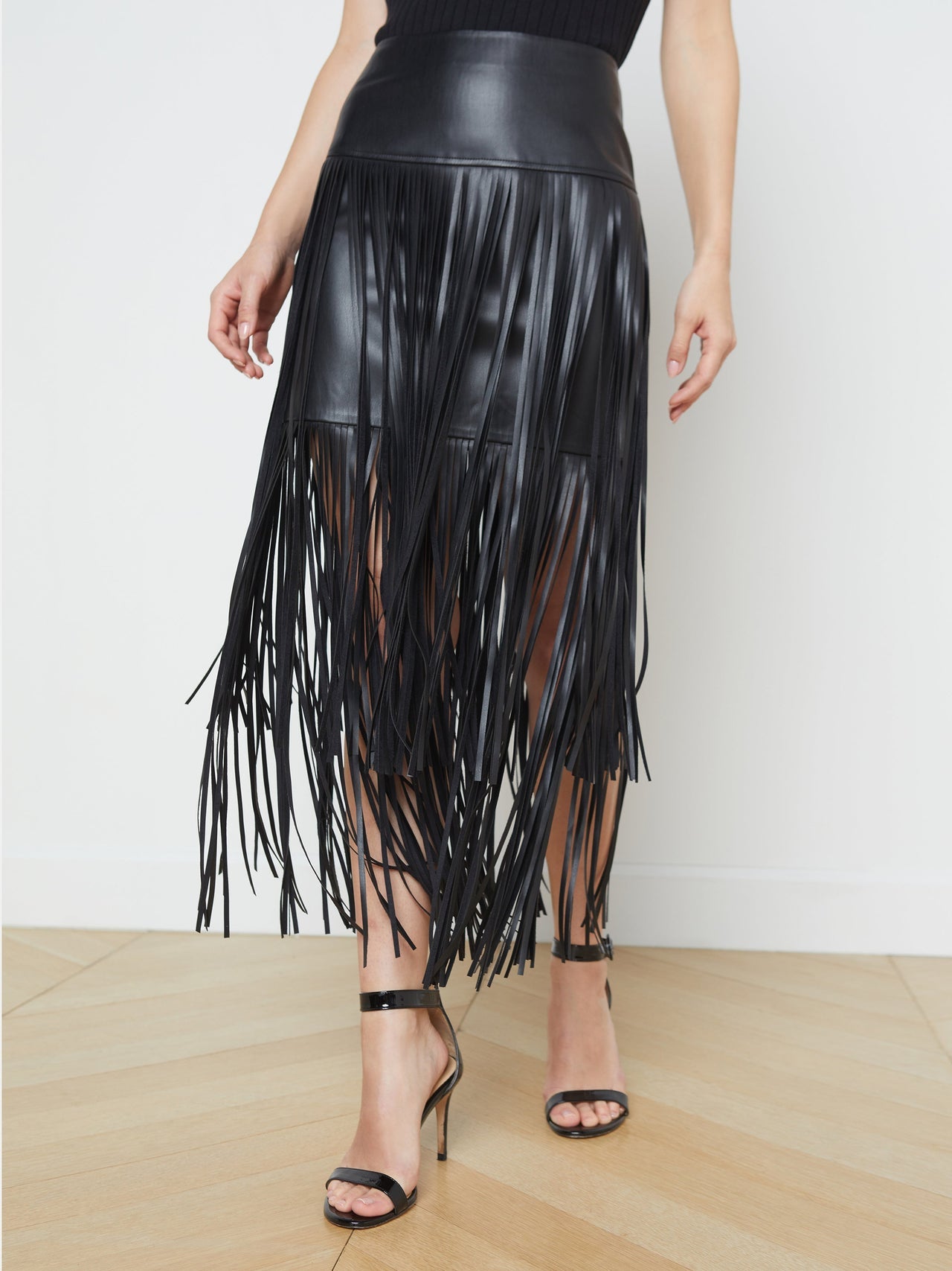 Karolina Fringe Skirt in Black | L'AGENCE sale