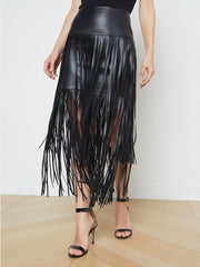 Karolina Fringe Skirt in Black | L'AGENCE sale