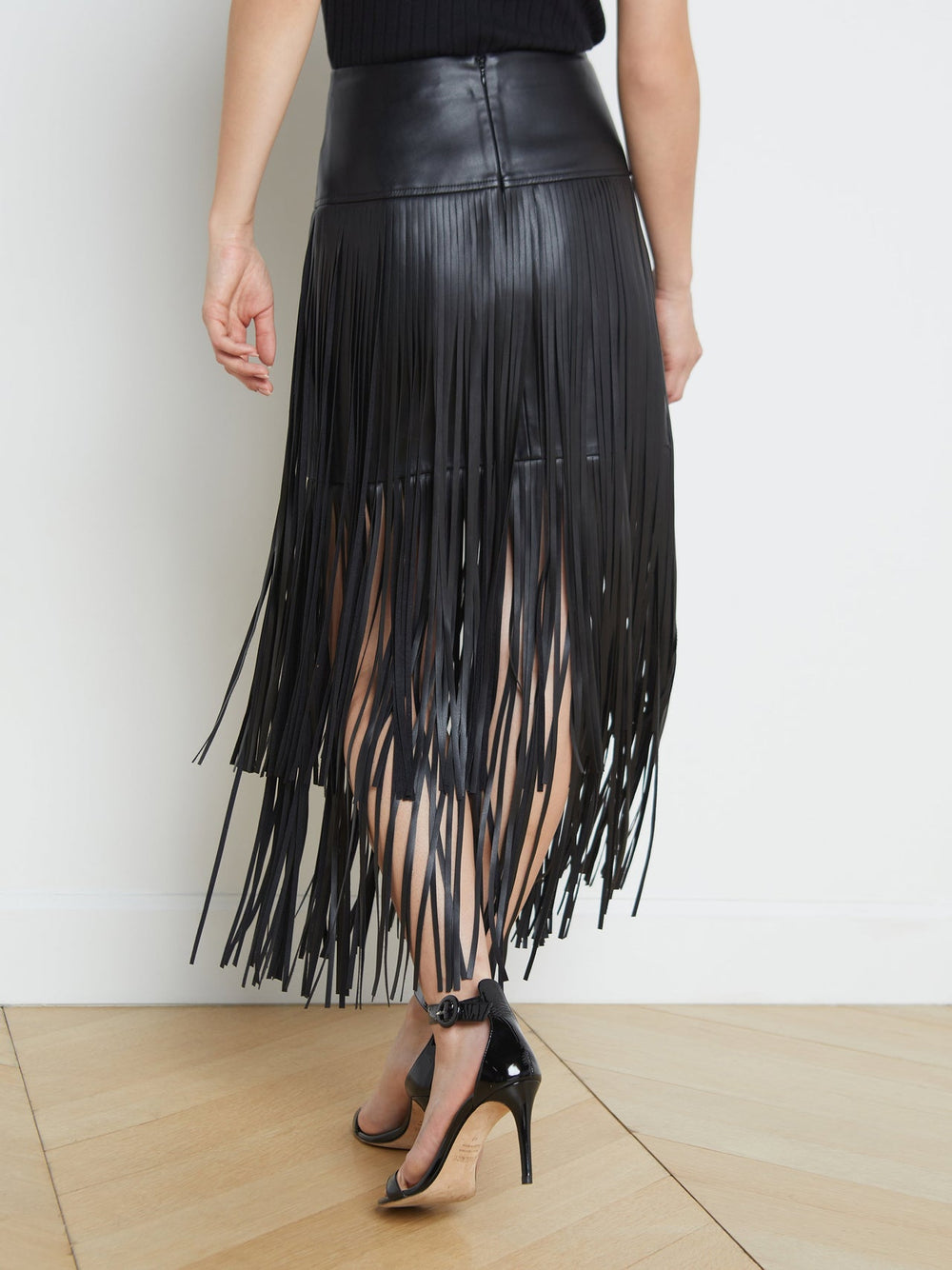Karolina Fringe Skirt in Black | L'AGENCE sale