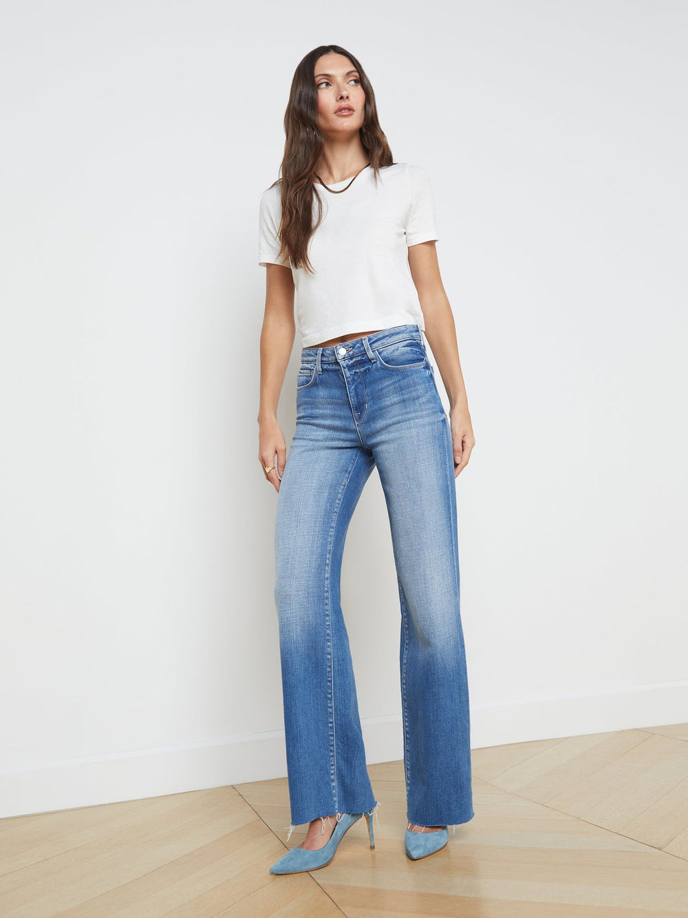 Donna Cotton Cropped Tee in White | L'AGENCE sale