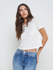 Donna Cotton Cropped Tee in White | L'AGENCE sale