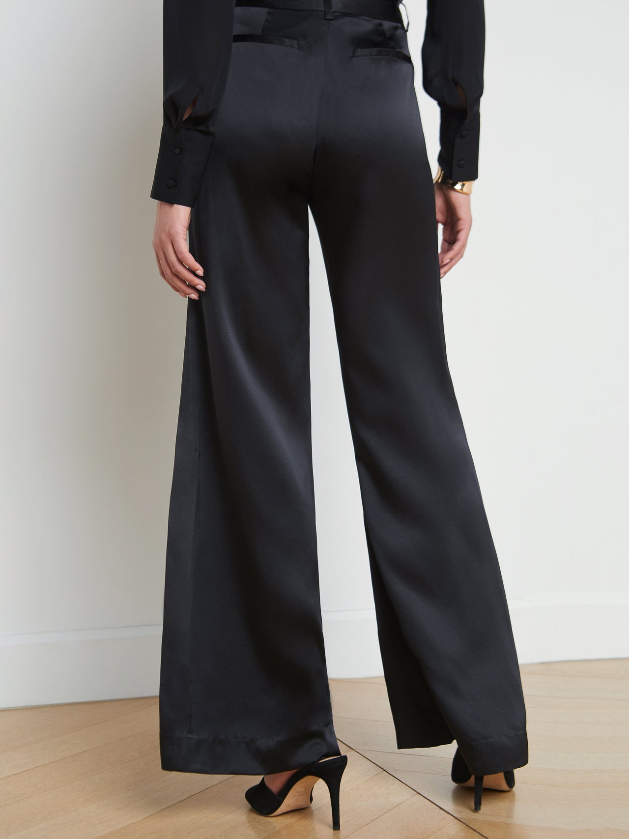 Pilar Silk Wide-Leg Pant in Black | L'AGENCE US