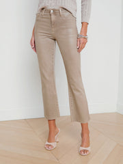 Kendra Coated Cropped Flare Jean in Rye Coated | L'AGENCE discount