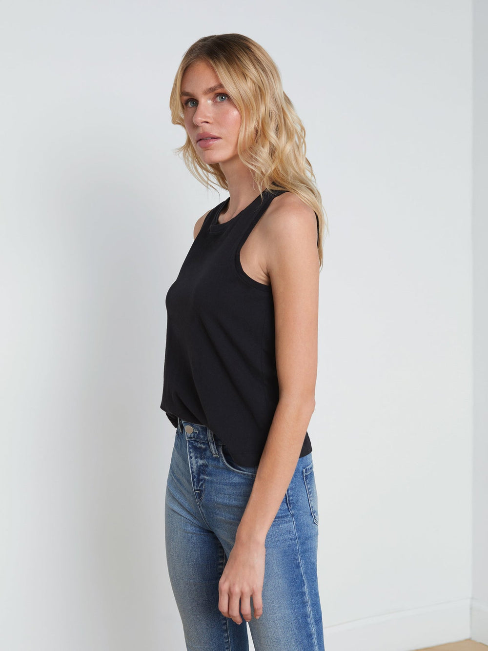 Mikaela Cotton Tank in Black | L'AGENCE for sale