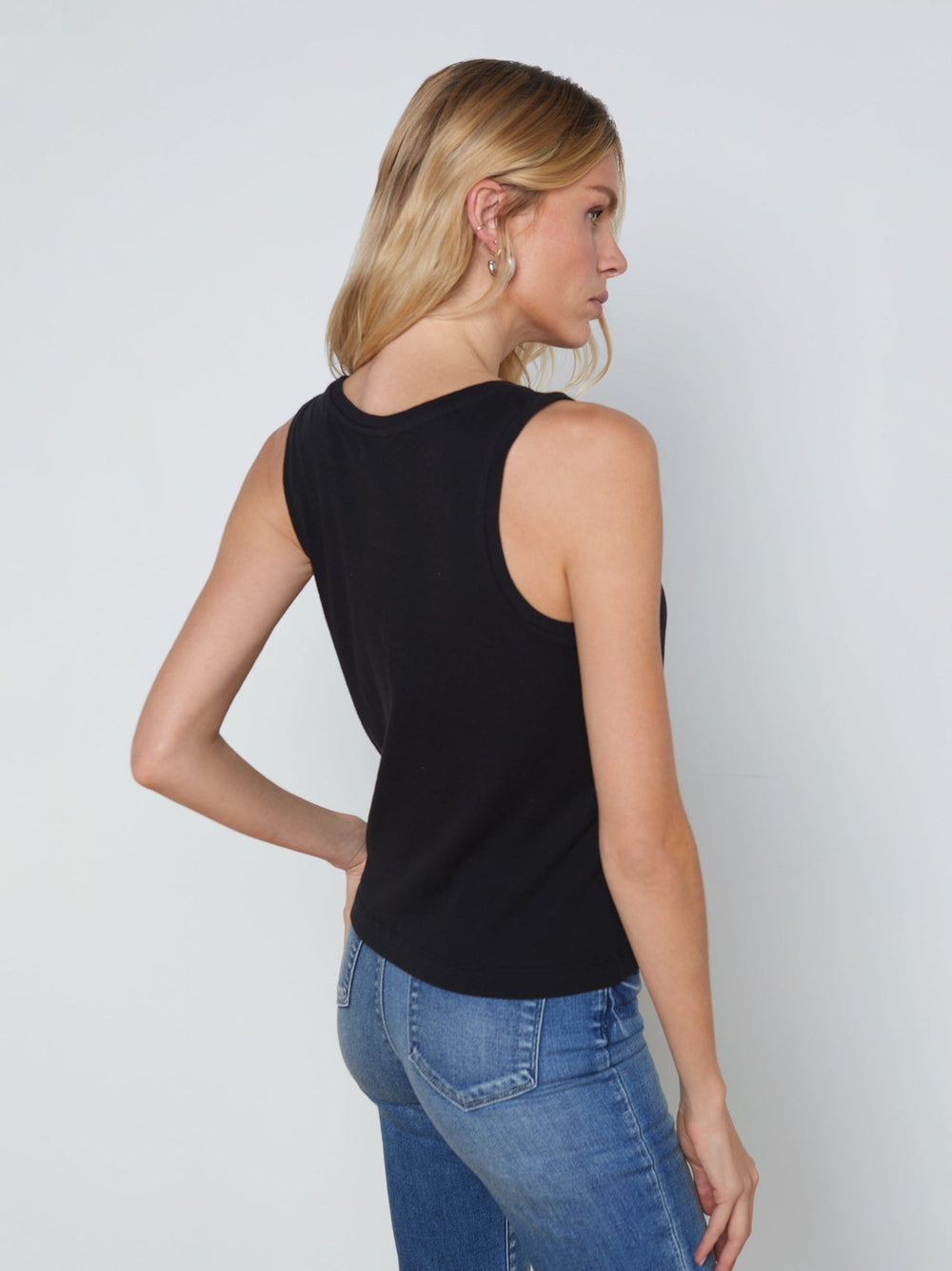 Mikaela Cotton Tank in Black | L'AGENCE for sale