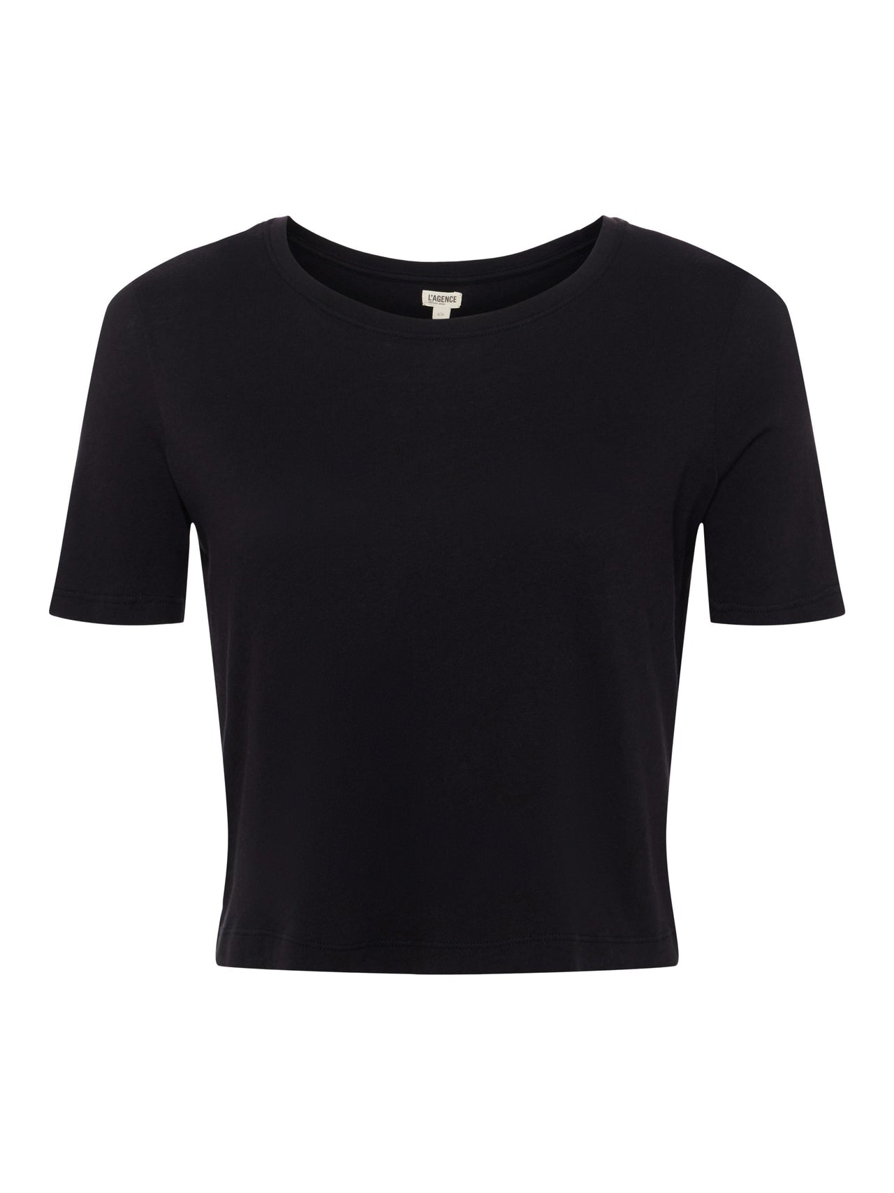 Donna Cotton Cropped Tee in Black | L'AGENCE Women