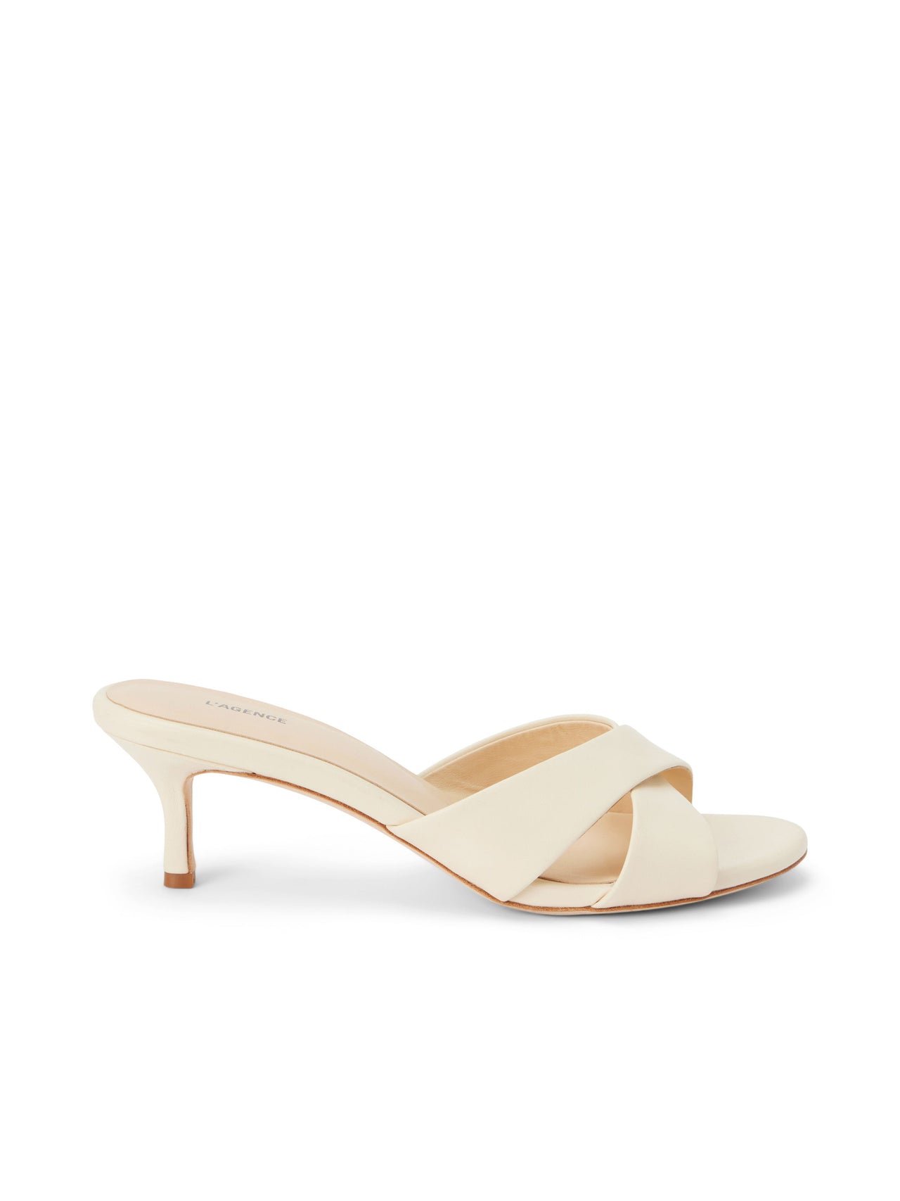 Aveline Kitten-Heel Sandal in Ecru Leather | L'AGENCE sale