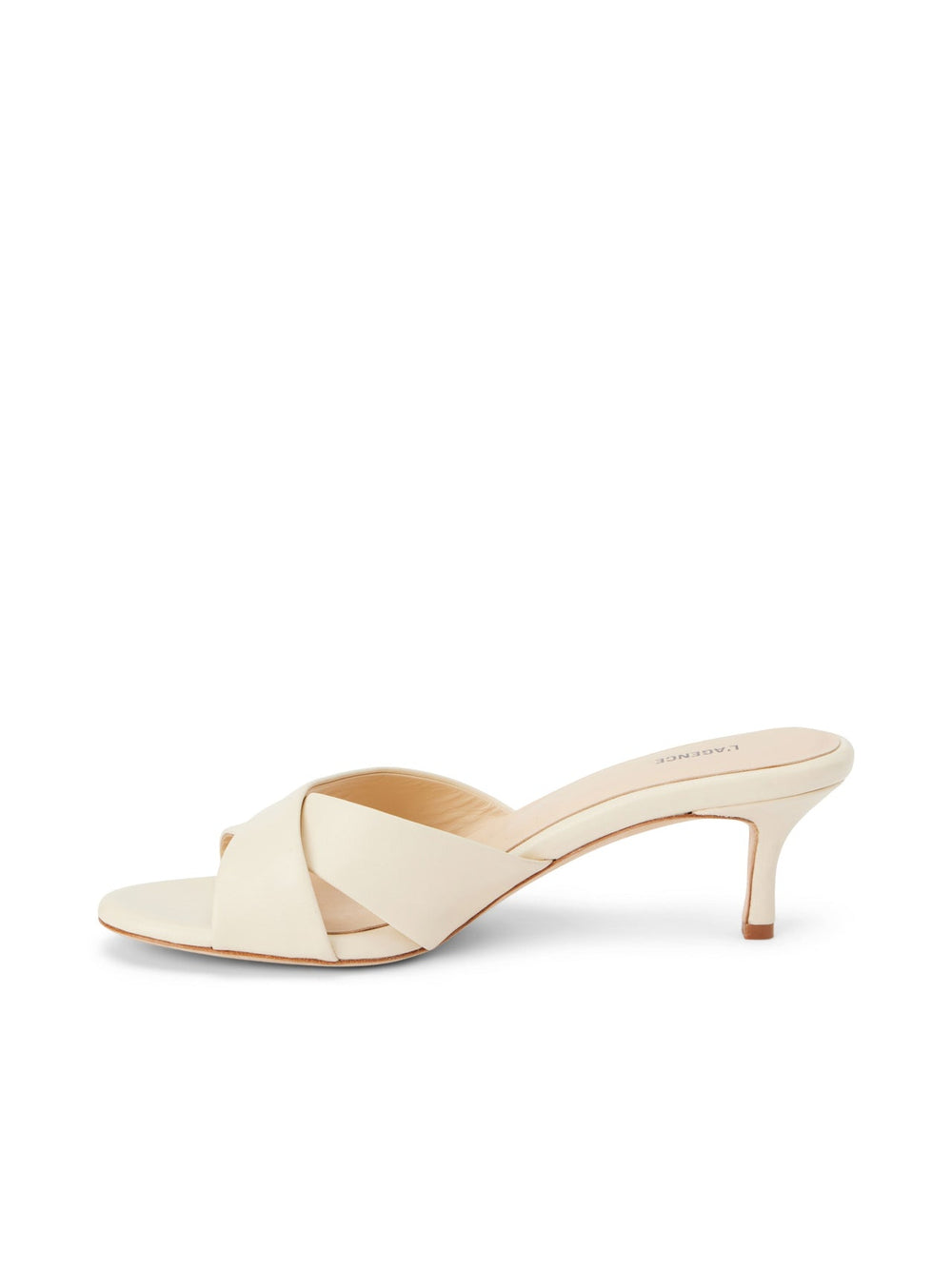 Aveline Kitten-Heel Sandal in Ecru Leather | L'AGENCE sale