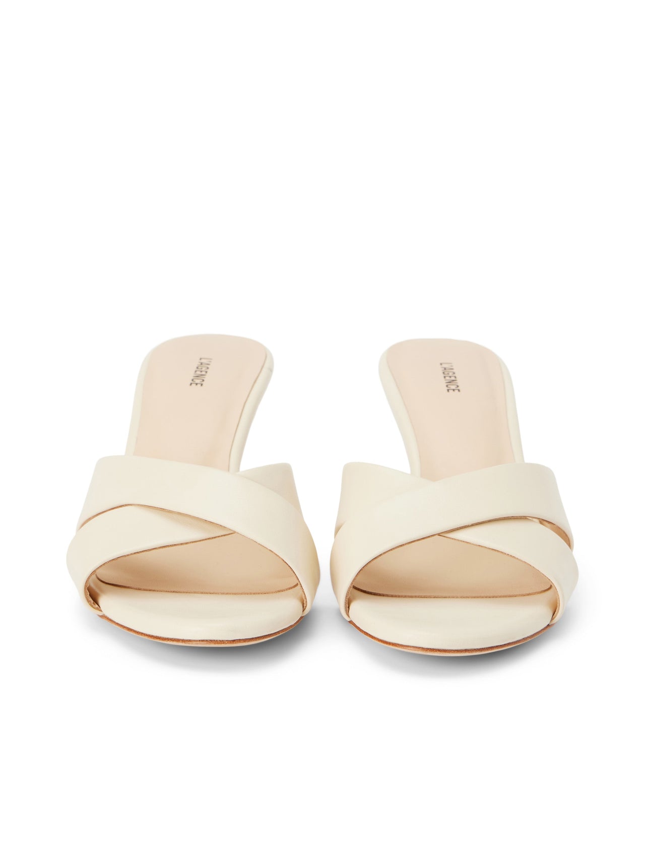Aveline Kitten-Heel Sandal in Ecru Leather | L'AGENCE sale