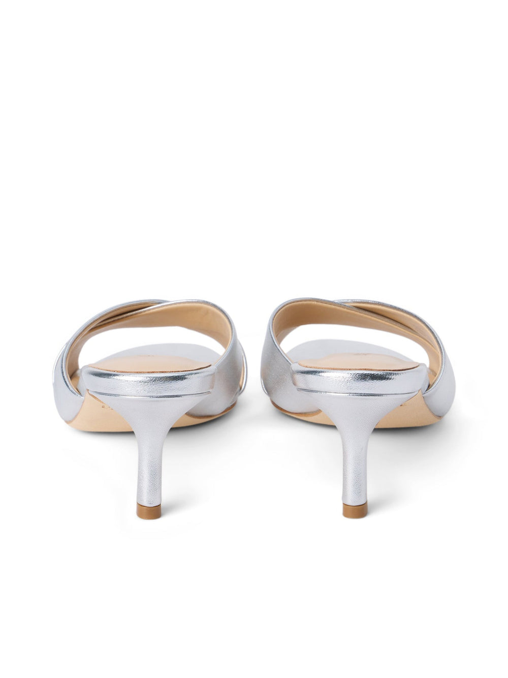 Aveline Kitten-Heel Sandal in Silver Leather | L'AGENCE sale