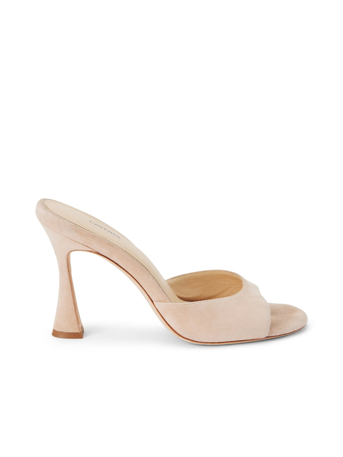 Avery Suede Peep-Toe Mule in Pecan Suede | L'AGENCE for sale