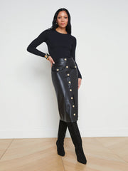 Milann Vegan Leather Skirt in Black | L'AGENCE US