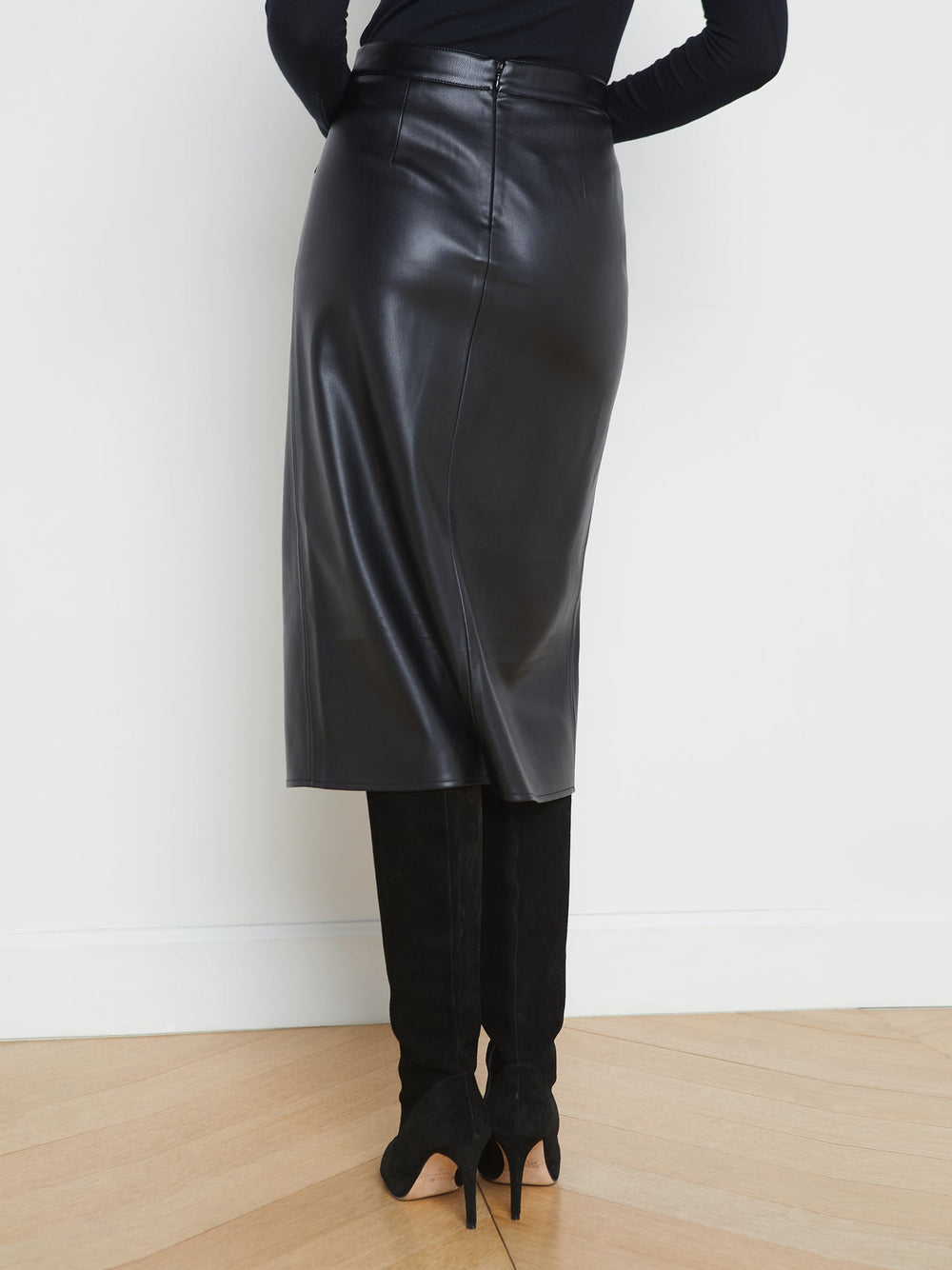 Milann Vegan Leather Skirt in Black | L'AGENCE US