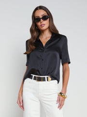 Ellah Silk Blouse in Black | L'AGENCE for sale