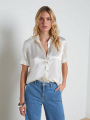 Ellah Silk Blouse in Ivory | L'AGENCE US