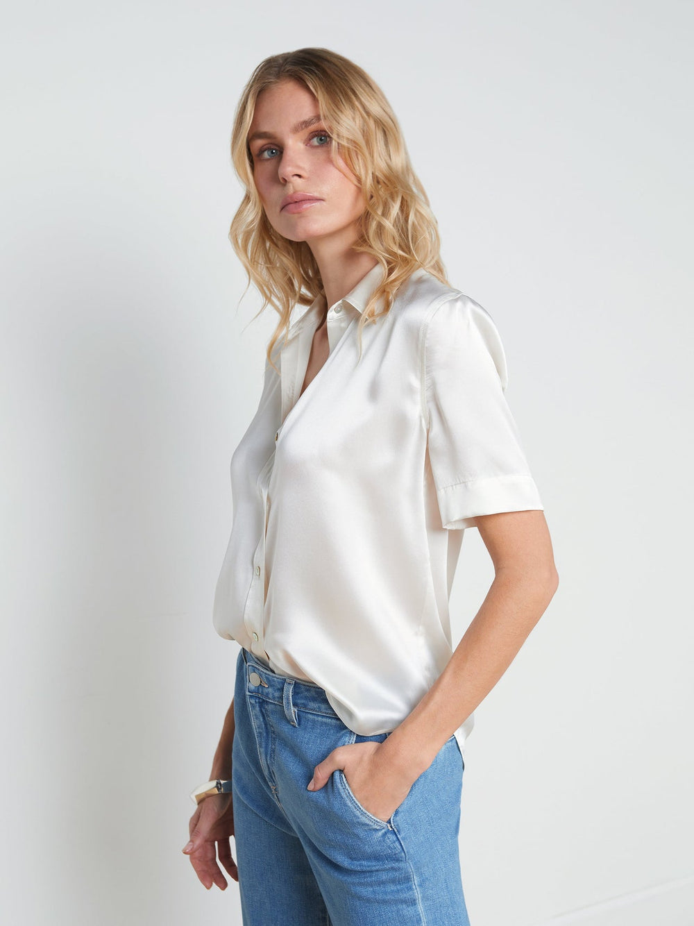 Ellah Silk Blouse in Ivory | L'AGENCE US