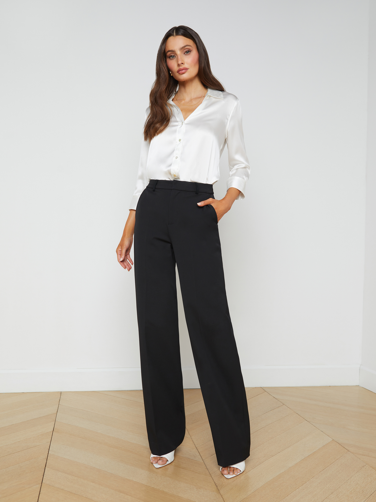 Livvy Straight-Leg Trouser in Black | L'AGENCE for sale