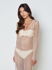 Sara Mesh Cover-Up Dress in Champagne | L'AGENCE US