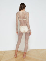 Sara Mesh Cover-Up Dress in Champagne | L'AGENCE US