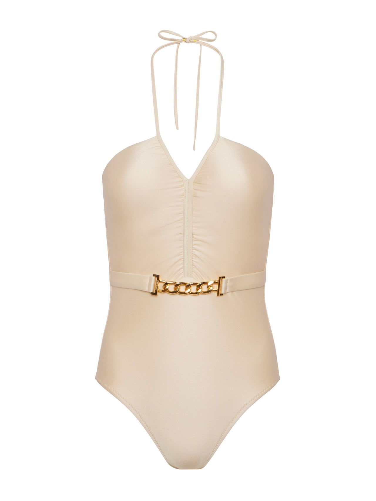Leila Halter One-Piece Swimsuit in Champagne | L'AGENCE Women
