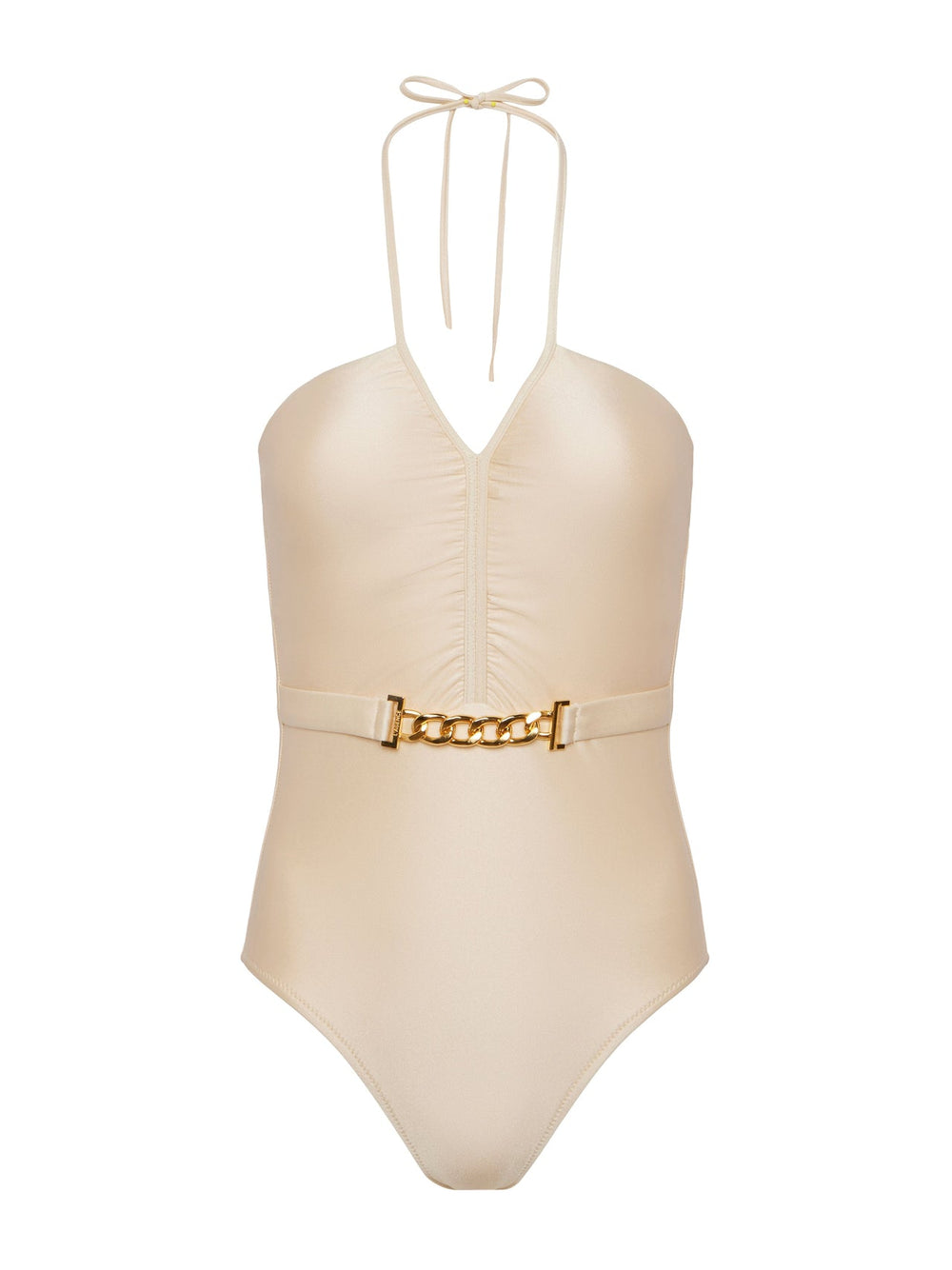 Leila Halter One-Piece Swimsuit in Champagne | L'AGENCE Women