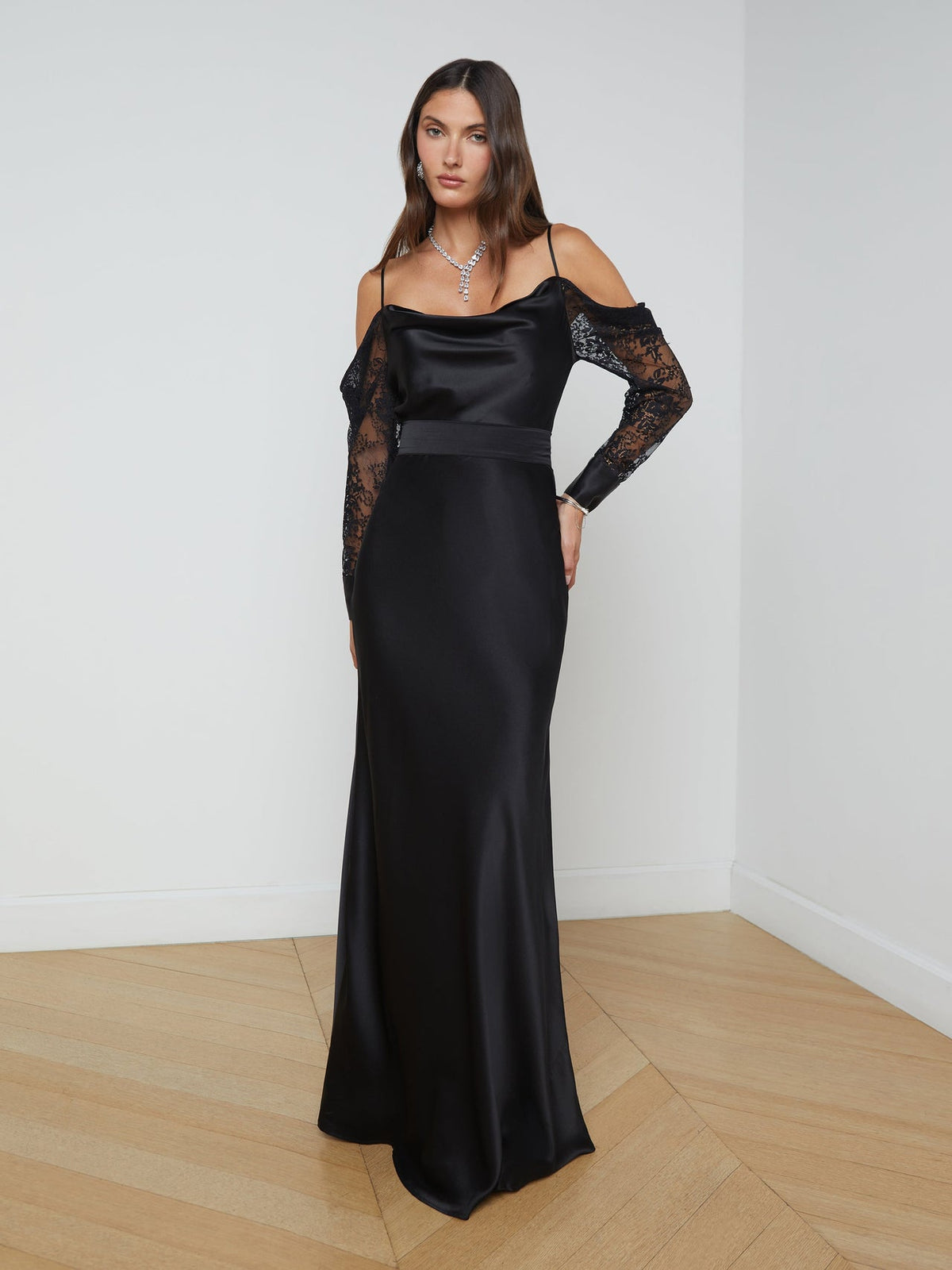 Ryker Silk Maxi Skirt in Black | L'AGENCE for sale