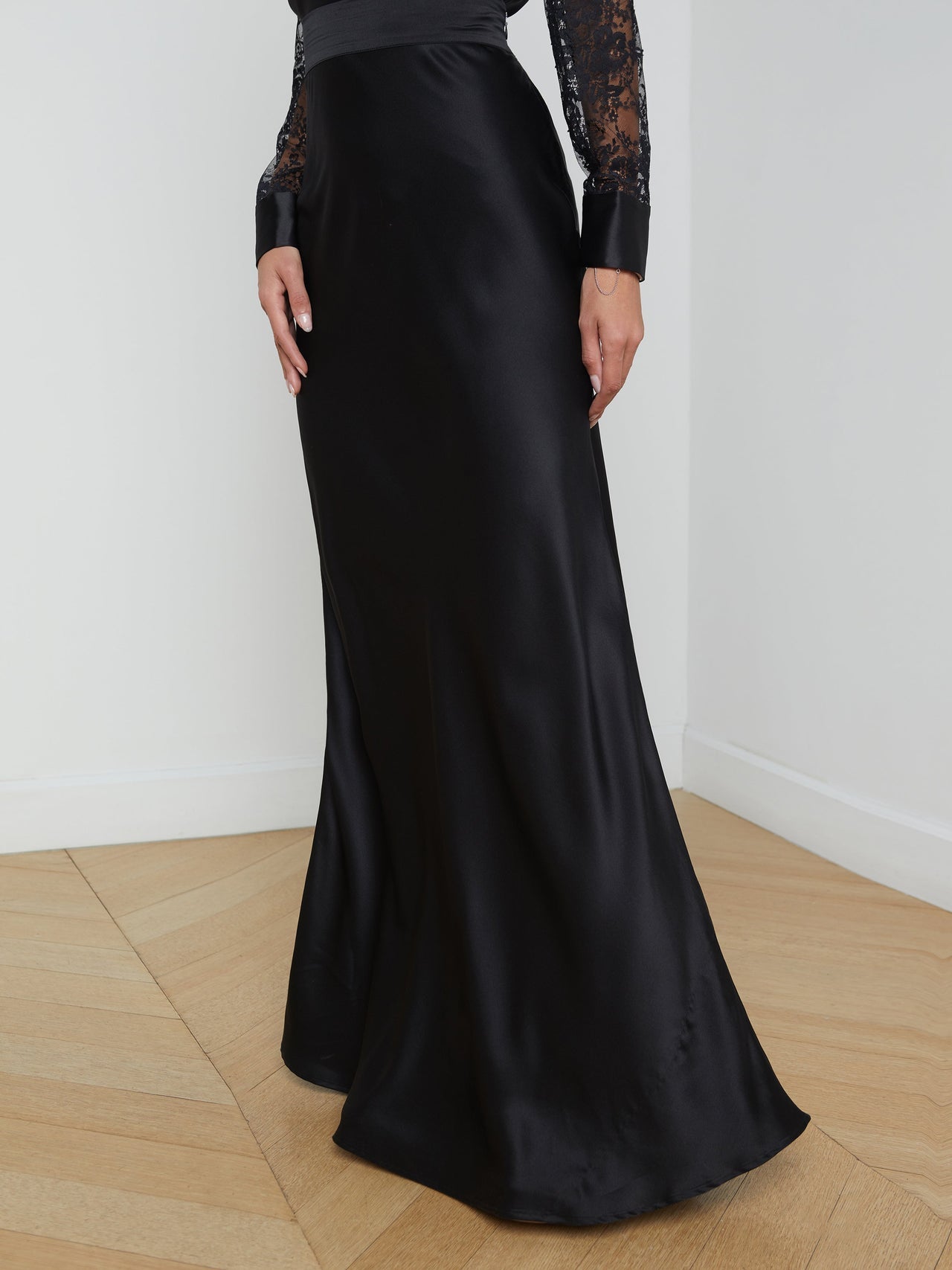 Ryker Silk Maxi Skirt in Black | L'AGENCE for sale