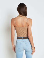 Gelina Ruched Bodysuit in Dark Cappuccino | L'AGENCE for sale