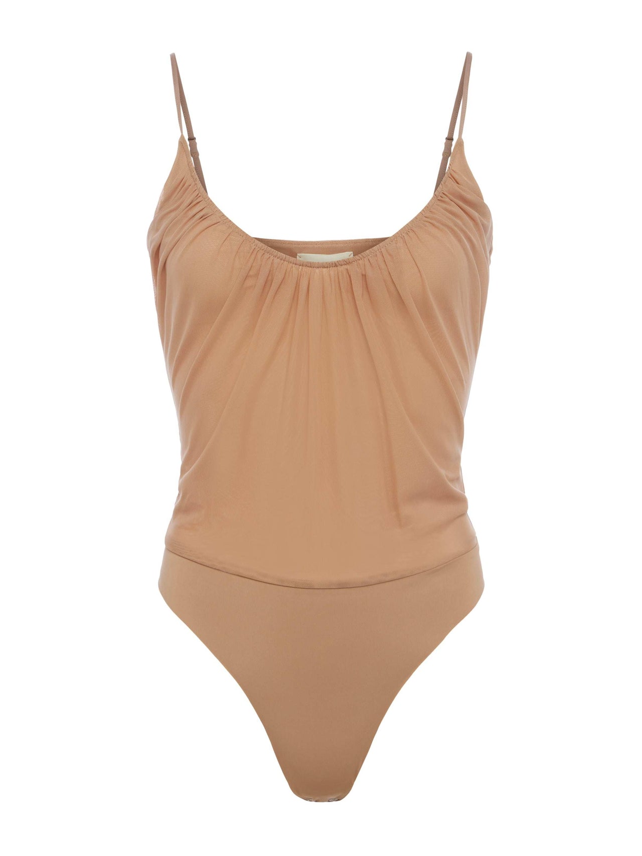 Gelina Ruched Bodysuit in Dark Cappuccino | L'AGENCE for sale