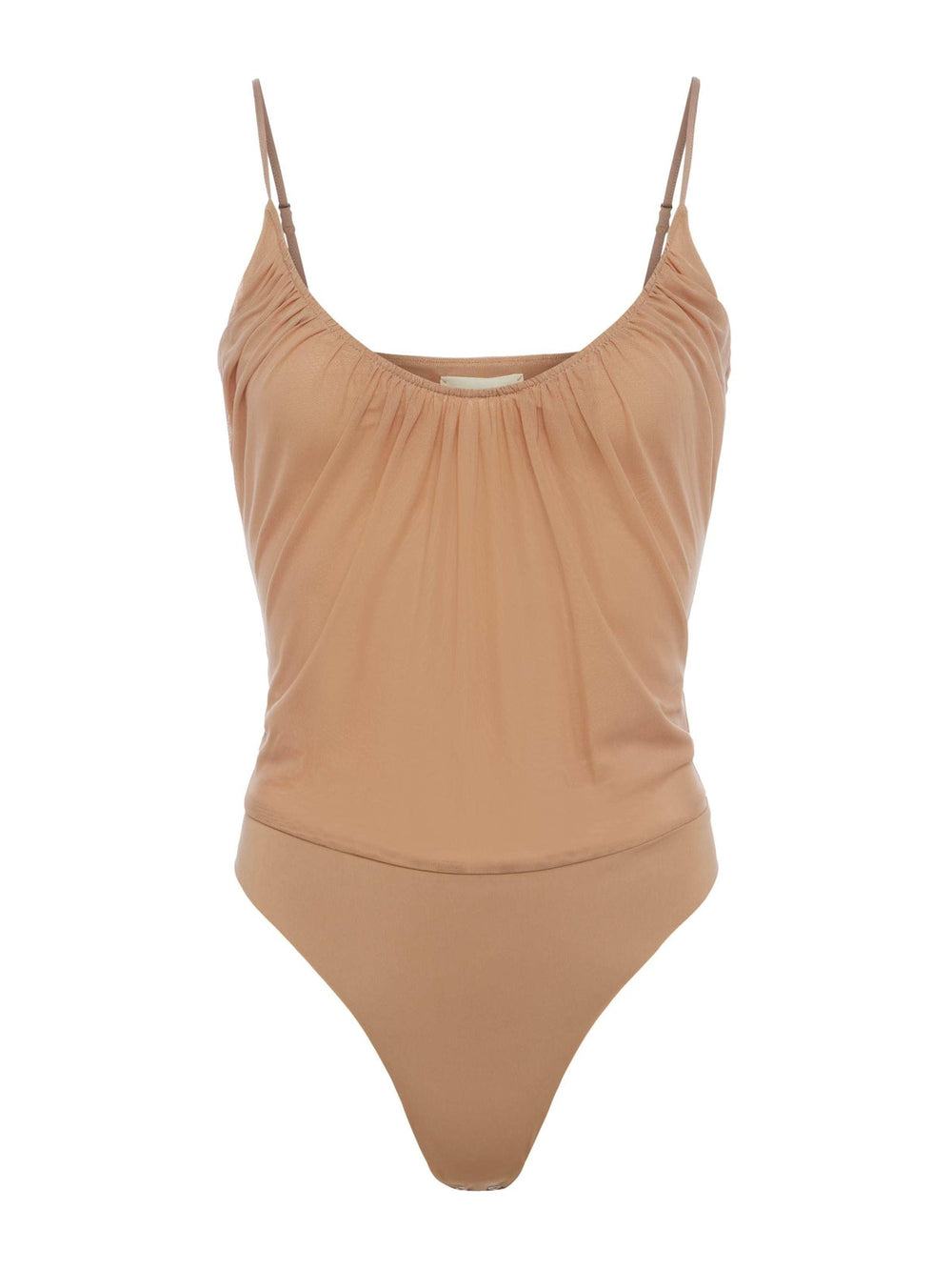 Gelina Ruched Bodysuit in Dark Cappuccino | L'AGENCE for sale