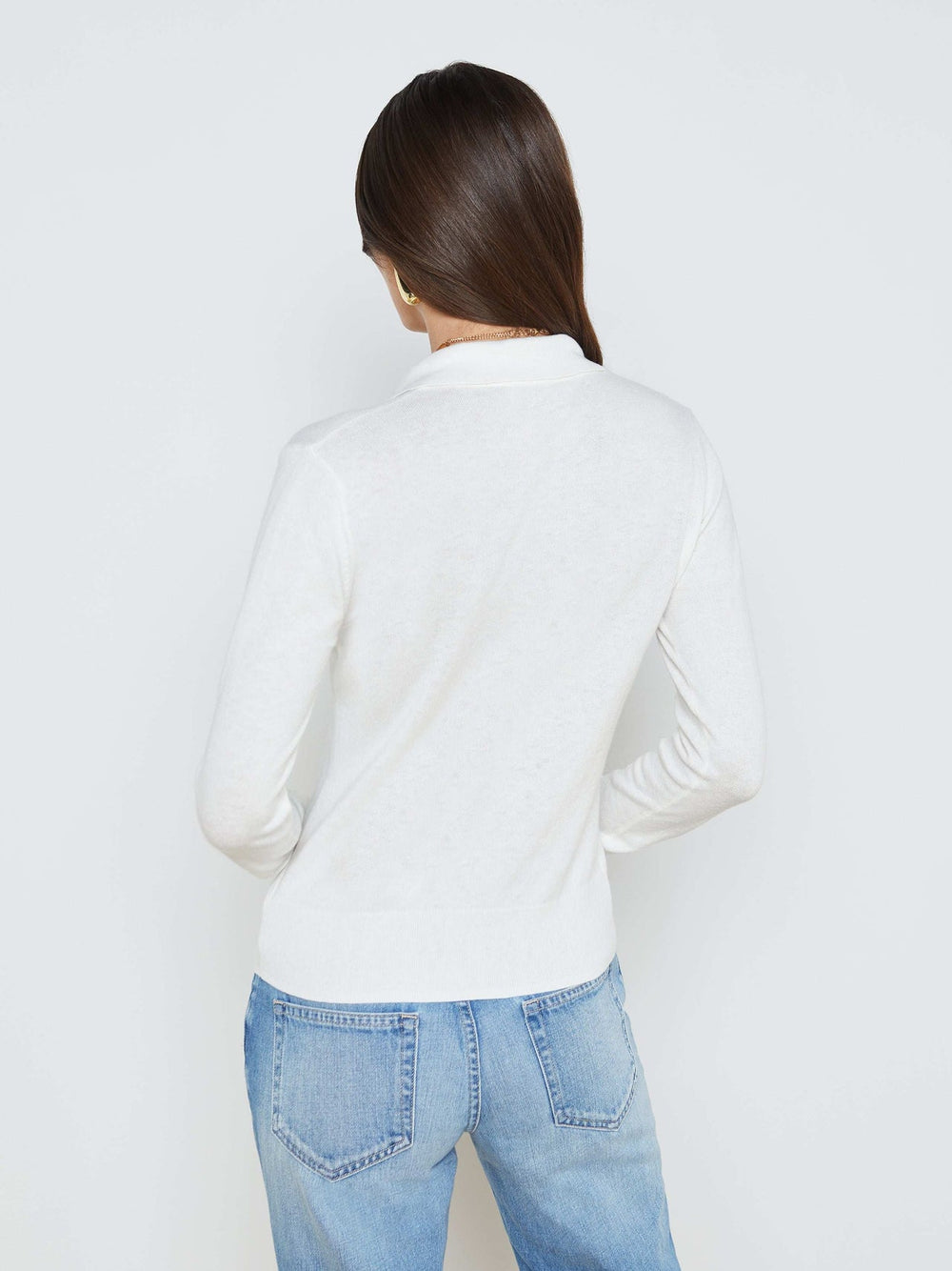 Sterling Long Sleeve Sweater in White/Gold | L'AGENCE near me