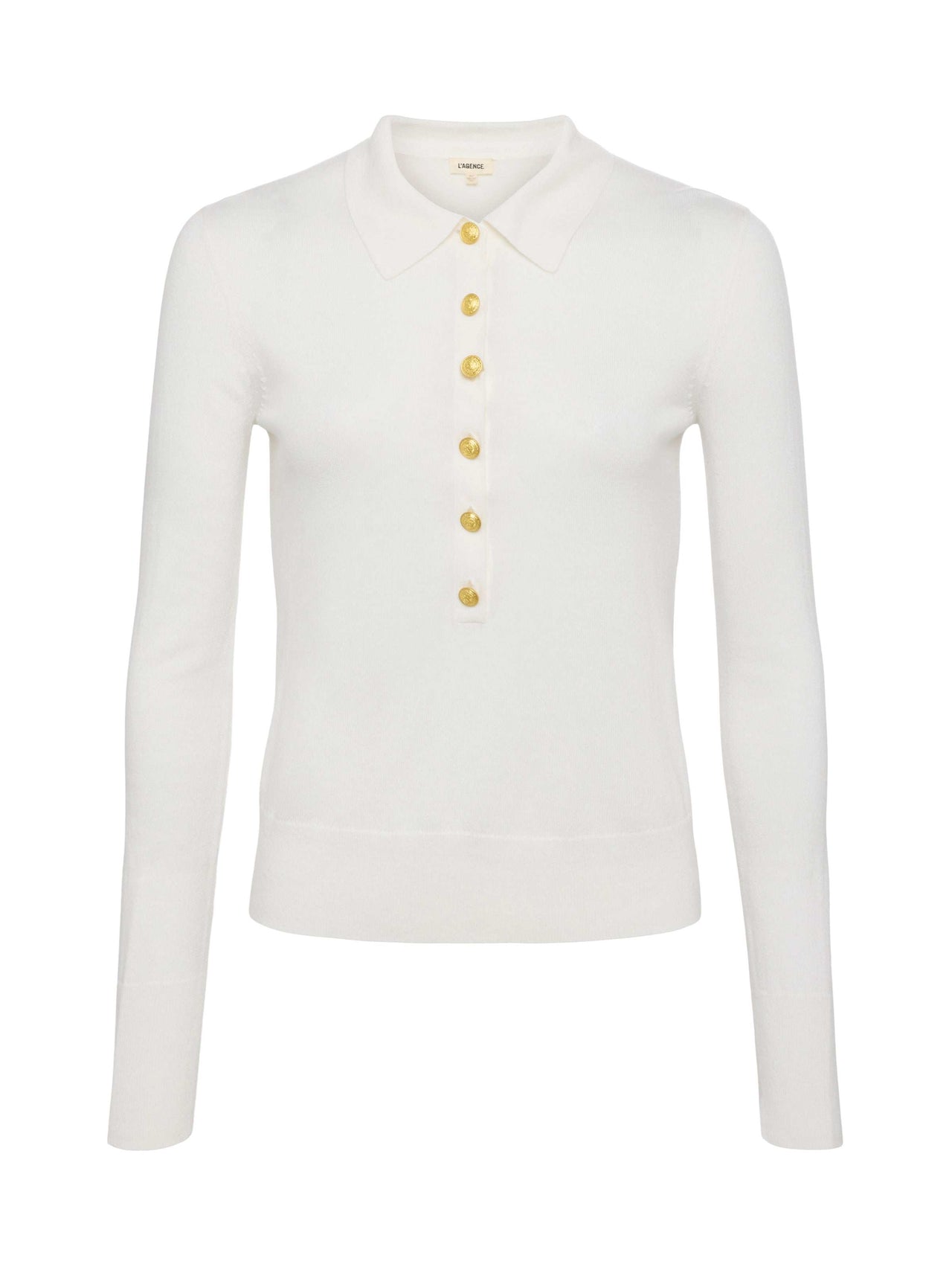 Sterling Long Sleeve Sweater in White/Gold | L'AGENCE near me