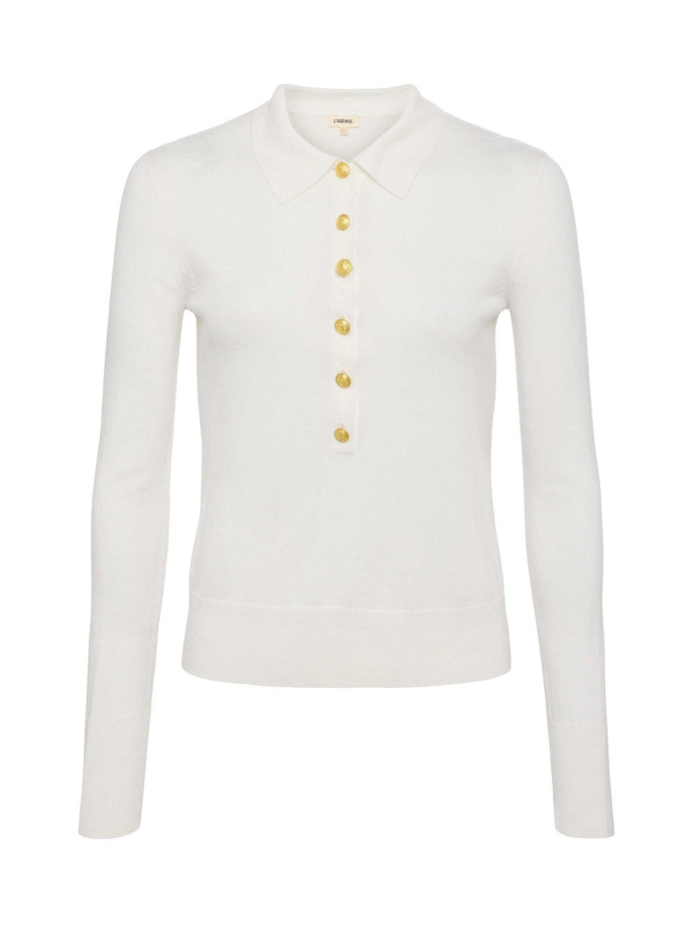 Sterling Long Sleeve Sweater in White/Gold | L'AGENCE near me