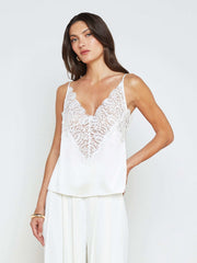 Priya Silk Lace Camisole in White | L'AGENCE near me