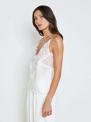 Priya Silk Lace Camisole in White | L'AGENCE near me