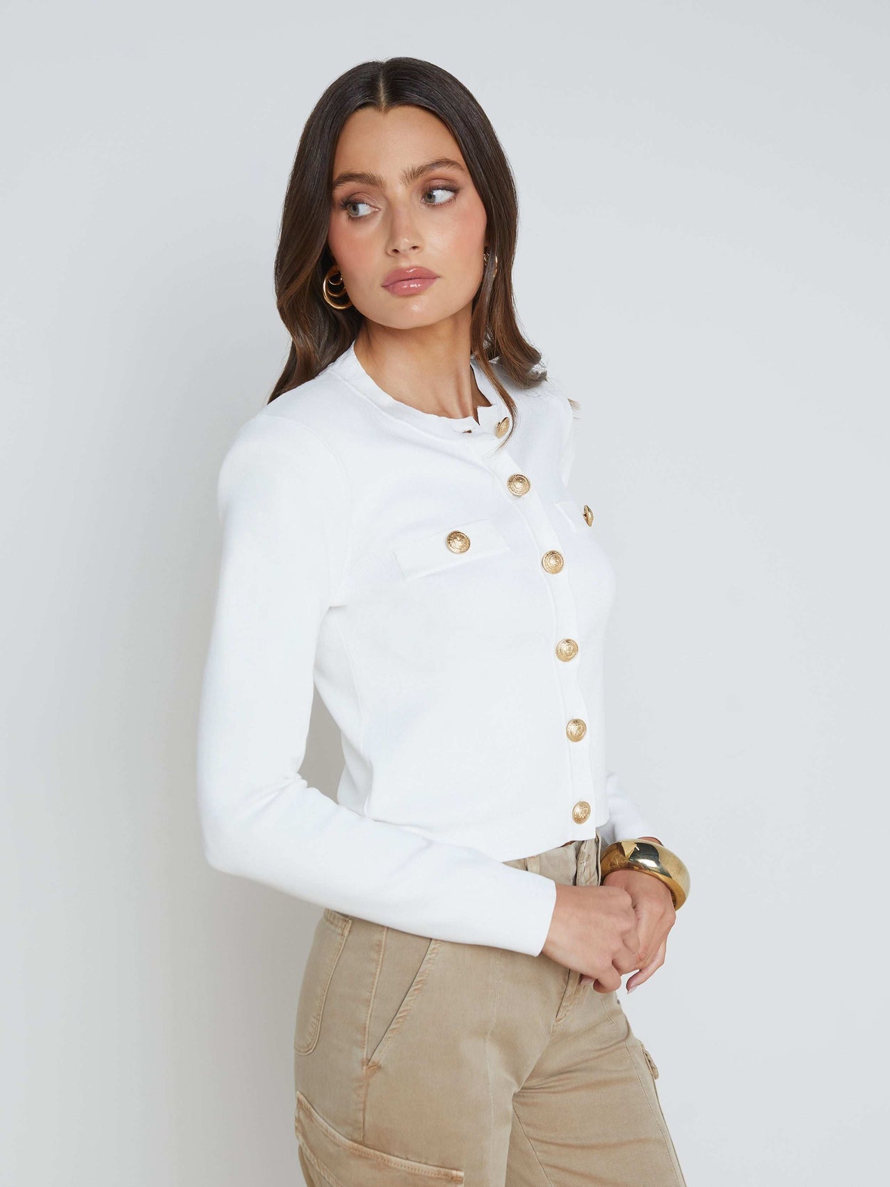 Toulouse Cardigan in Ivory | L'AGENCE Women