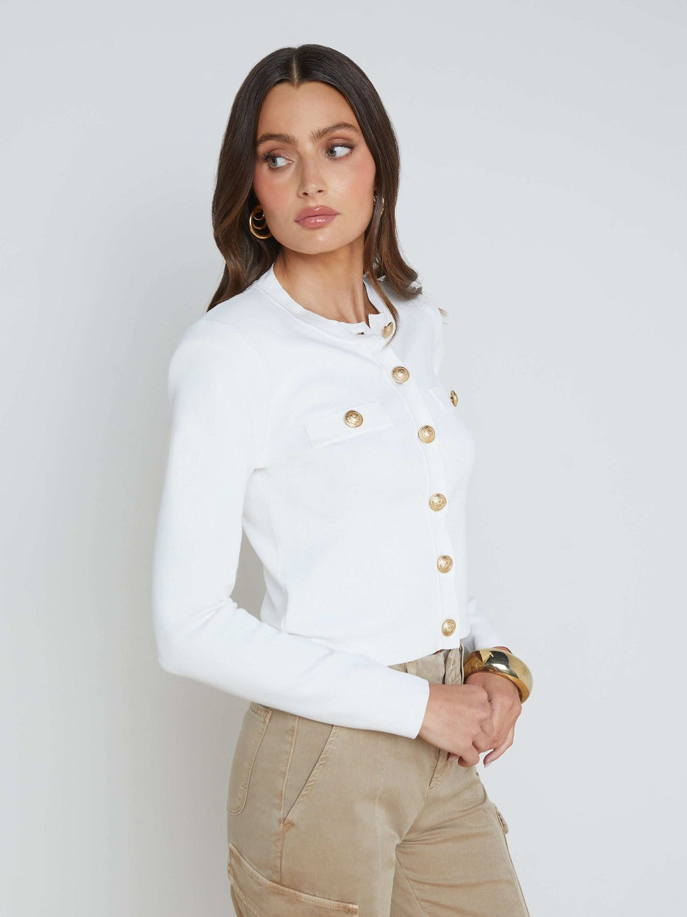 Toulouse Cardigan in Ivory | L'AGENCE Women