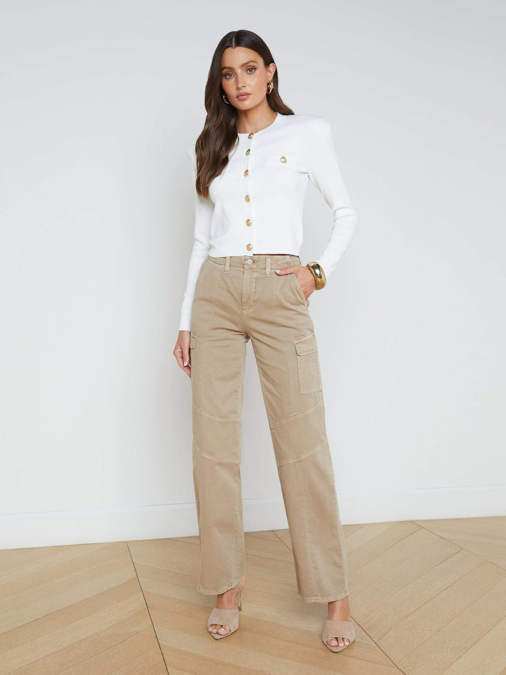 Toulouse Cardigan in Ivory | L'AGENCE Women