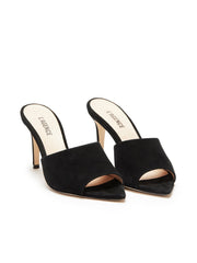 Lolita Suede Open-Toe Mule in Black Suede | L'AGENCE for sale