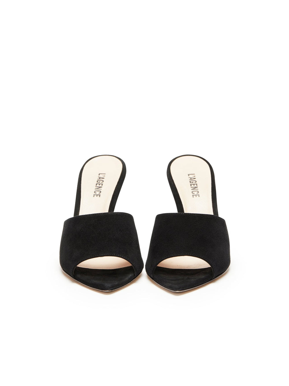 Lolita Suede Open-Toe Mule in Black Suede | L'AGENCE for sale