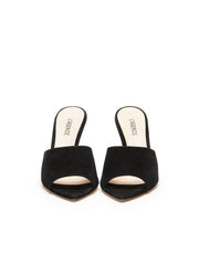 Lolita Suede Open-Toe Mule in Black Suede | L'AGENCE for sale