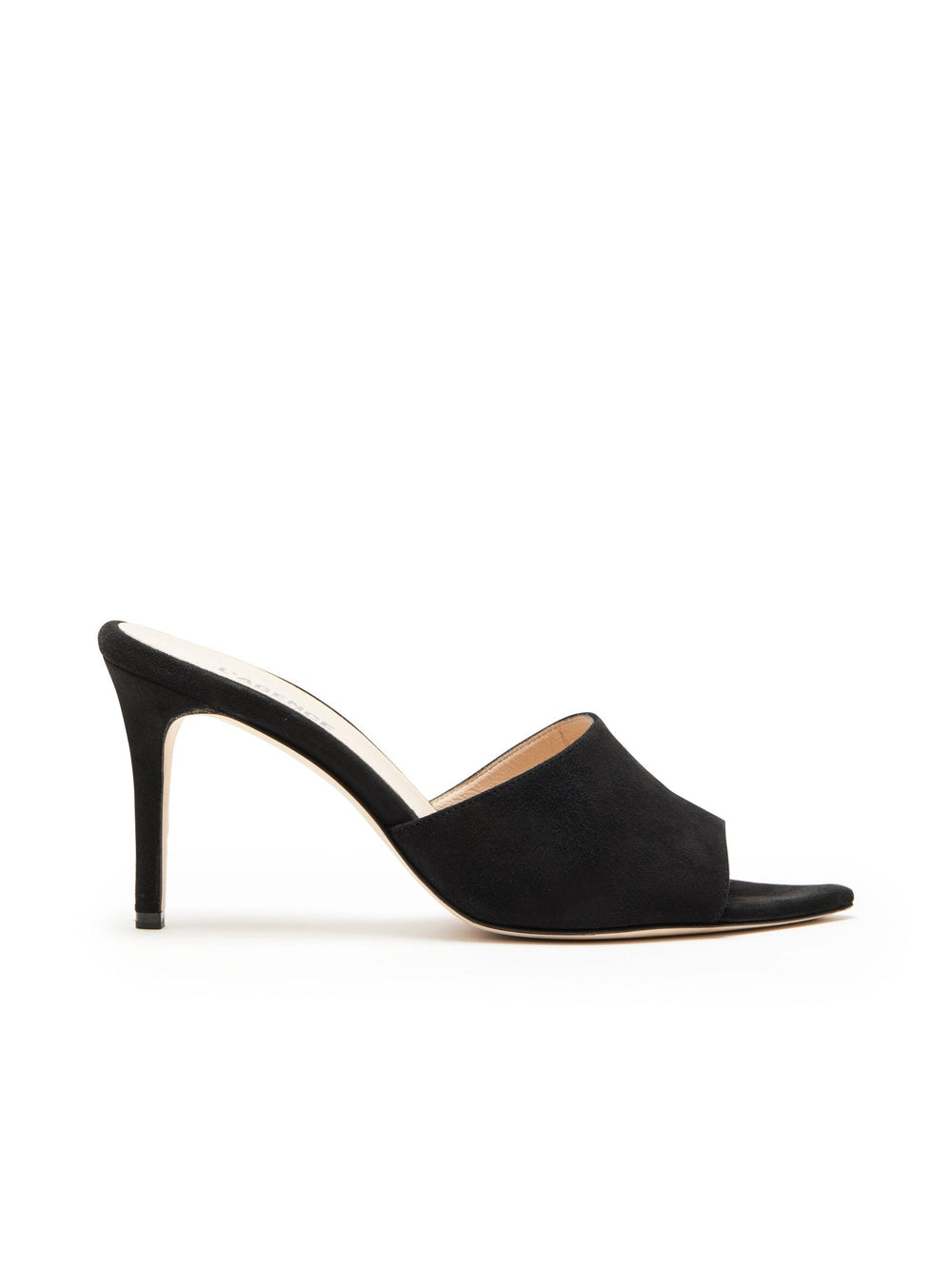 Lolita Suede Open-Toe Mule in Black Suede | L'AGENCE for sale