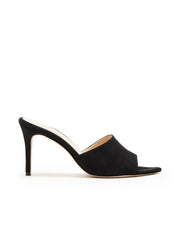 Lolita Suede Open-Toe Mule in Black Suede | L'AGENCE for sale